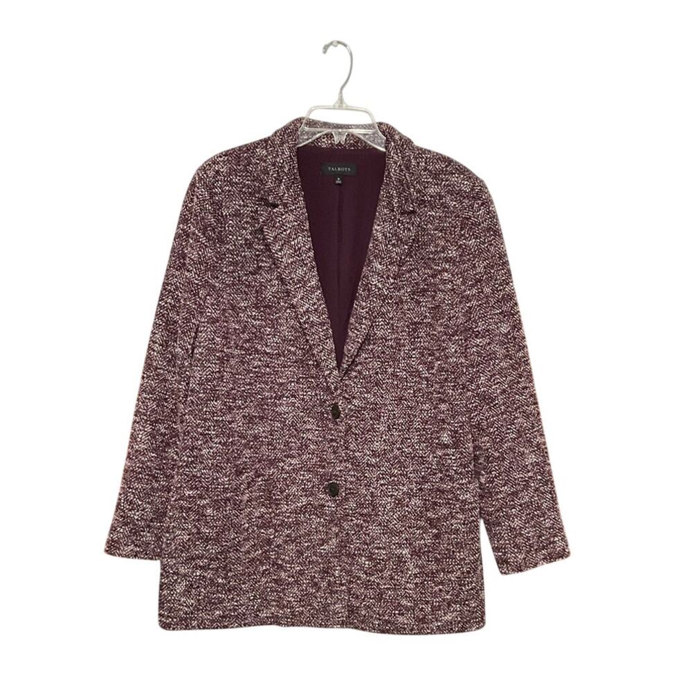Talbots Melange Herringbone Blazer Women's Sz 16 X-Large long-Line Jacket Purple